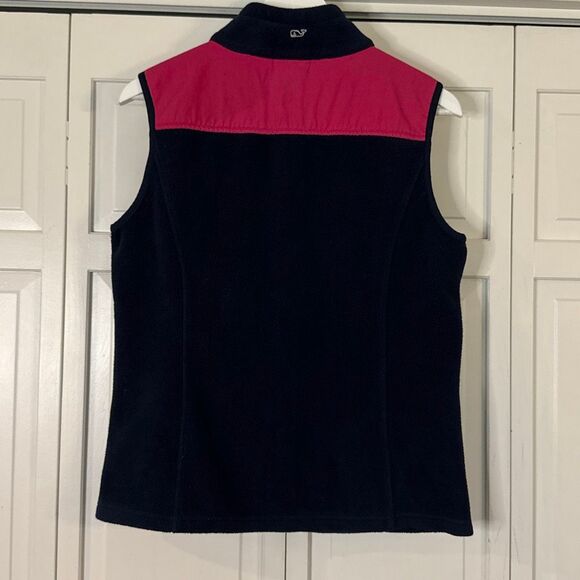 Vineyard Vines navy and pink fleece vest M - Picture 6 of 10